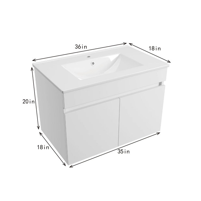 Ebern Designs Tematin 36" Wall Mounted Single Bathroom Vanity with